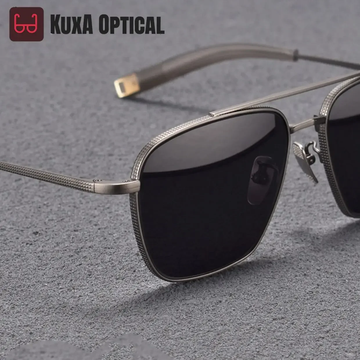 KUXA ظلال مربع الاستقطاب النظارات الشمسية الصيد القيادة قصر النظر نظارات الرجال التيتانيوم نظارات وصفة طبية النظارات الرجعية