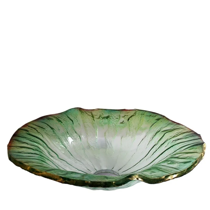 

Bathroom tempered glass table European wash basin Mediterranean blue art basin household