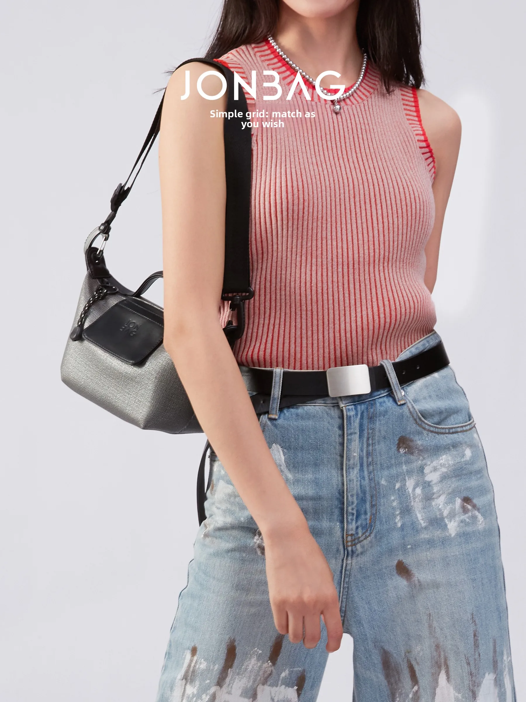 

Silver ey Handbag with Wide oulder Strap Crossbody Bag Modern Neutral Sle Zipper Closure Soft Tote Bag for Casual Use