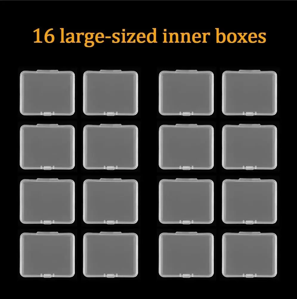 16 Grids Diamond Art Bead Organizer Box, Compact & Portable Clear Plastic Case for Jewelry & Gems Storage and Organizing