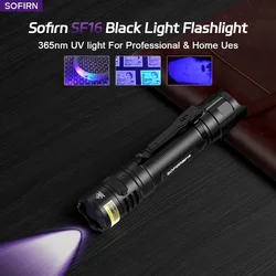 Sofirn SF16 SST08 UV Flashlight 365nm Portable 18650 USB C Rechargeable Ultraviolet Torch for Detection/Pet/Urine/Stains