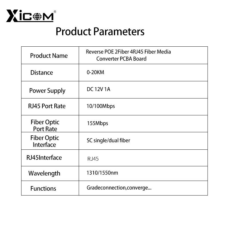 10/100M Fast Ethernet Switch Fiber Reverse POE Singlemode 2 SC Fiber Port 4 RJ45 Optical Media Converter PCBA placa metro Board