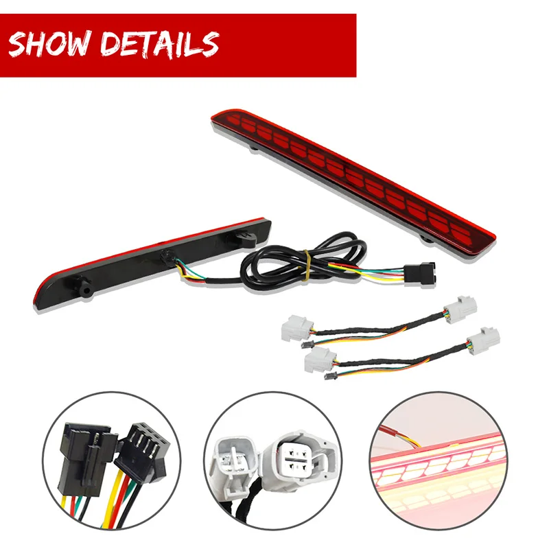 Rear Bumper Reflector Lights For 2021 2022 2023 Toyota Sienna Red LED Brake Tail Light Rear Fog Light w/ Sequential Turn Signal - Image 2