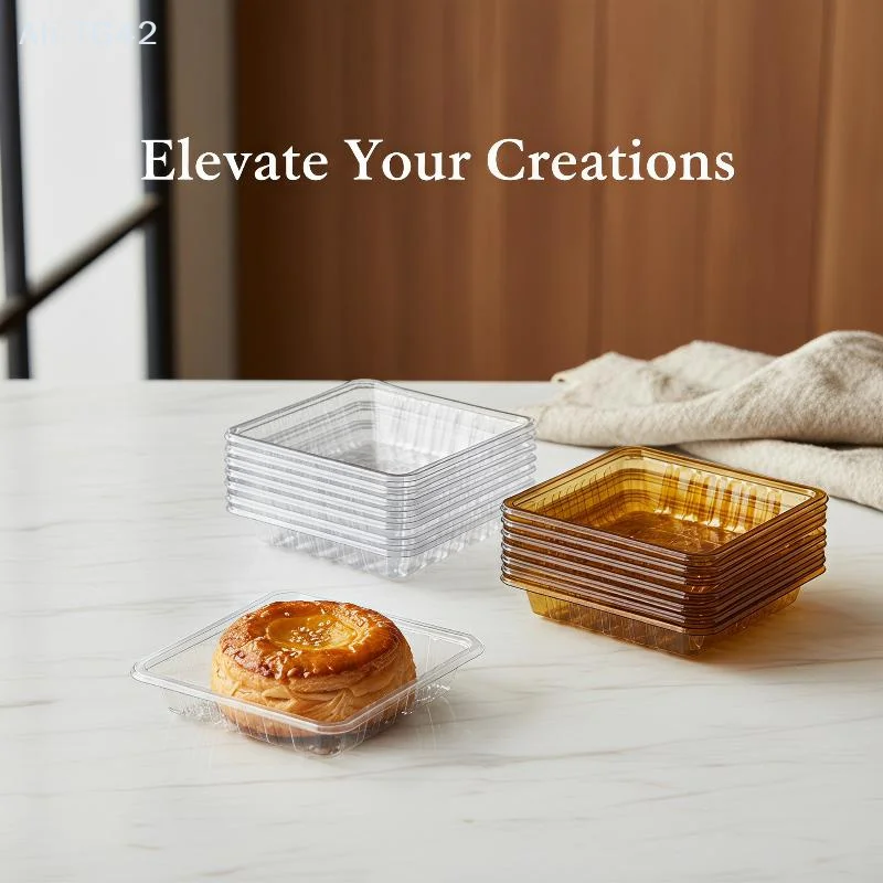 100pcs Food Contact Safe Mooncake Blister Trays Golden Clear Choices Heavy Duty Design for Small Bakery Pastry Packaging