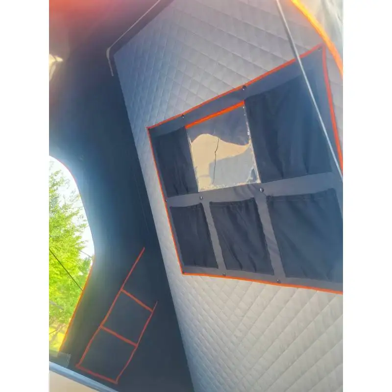 Ripstop Fabric Aluminum Pickup Truck Camper Hard Shell Rooftop Tent With Canopy Big Storage And Sleeping Space