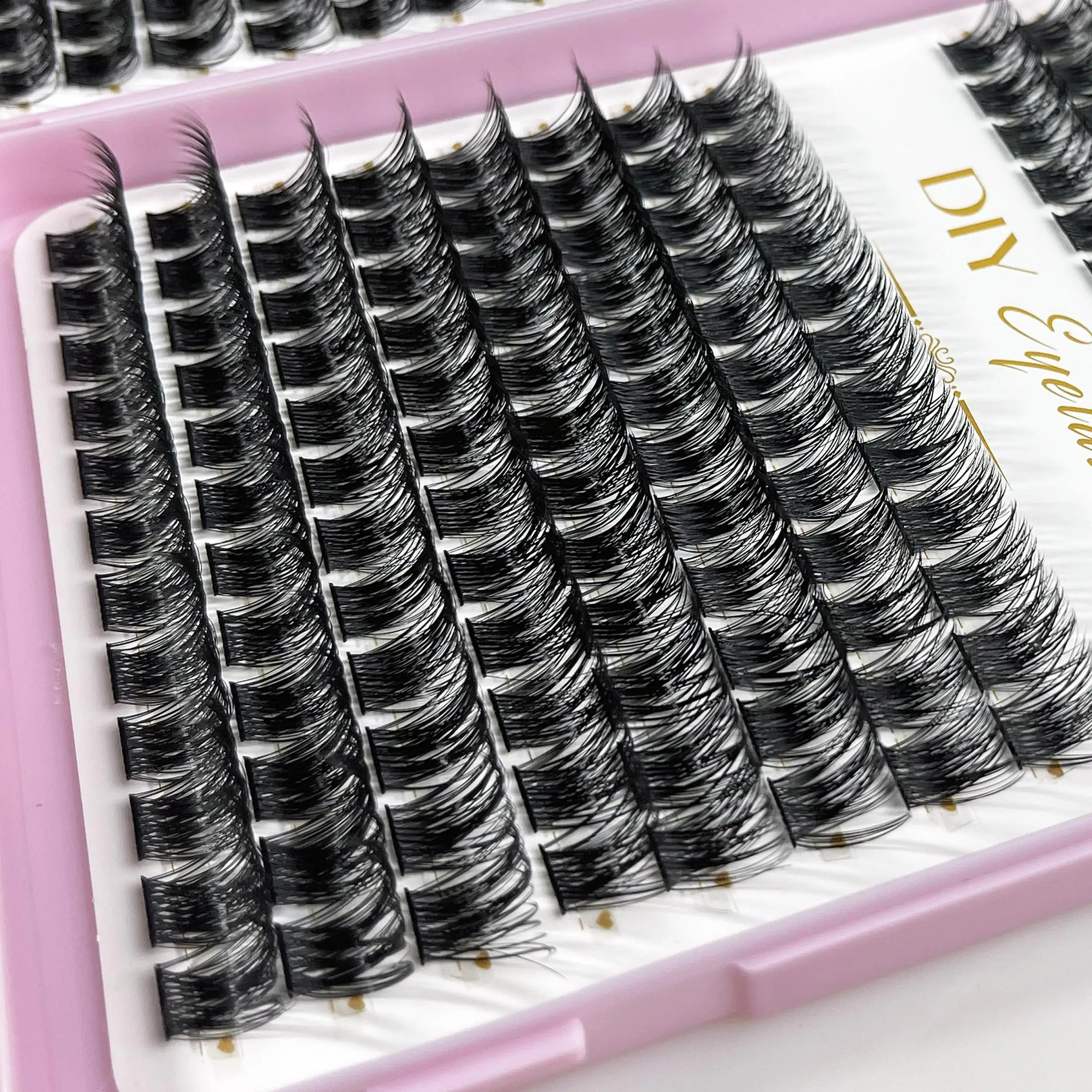Individual Cluster Lashes 8‑16mm Mixed Tray, 384/640pcs Volume Individual Lashes, Natural Look DIY Eyelash Extensions at‑Home