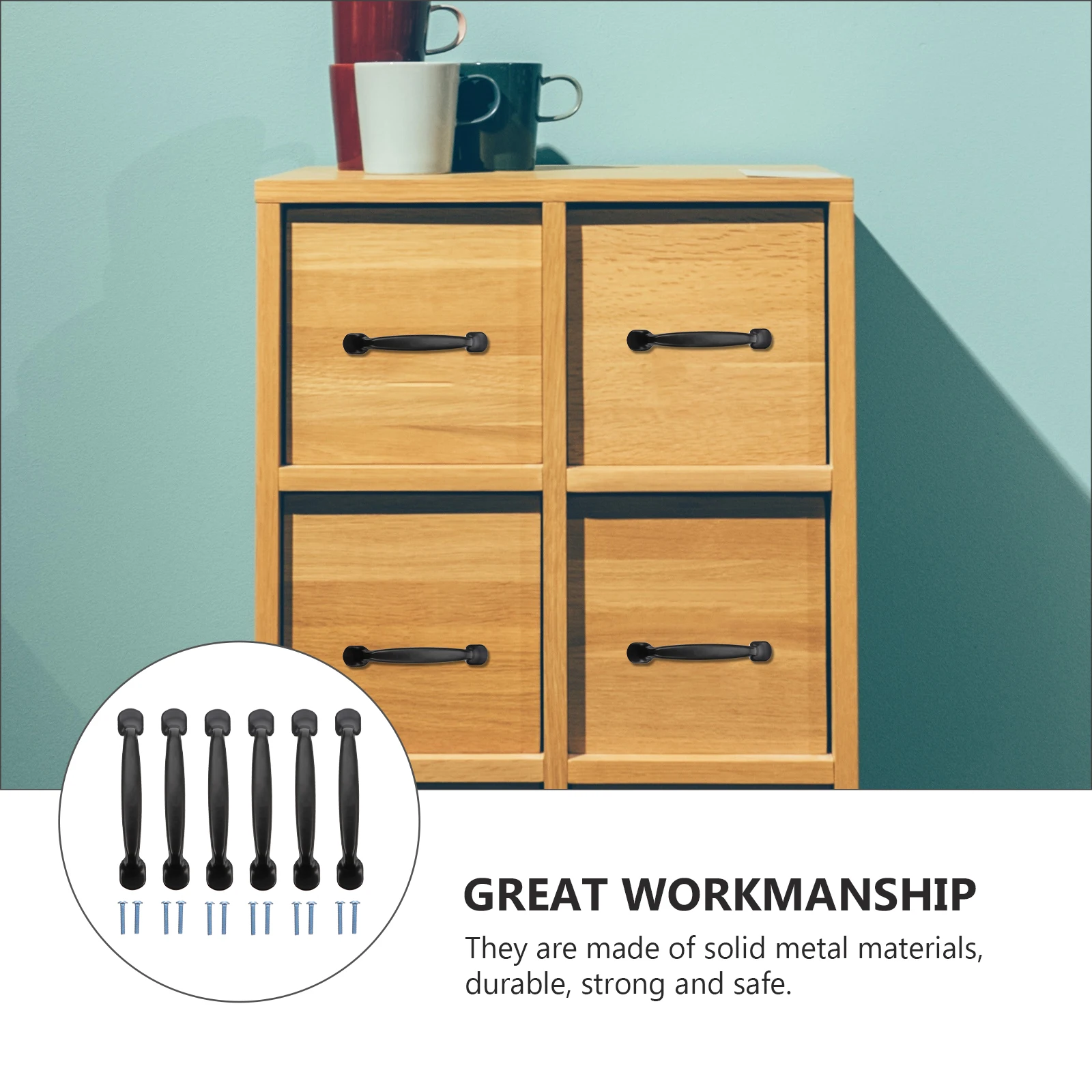 

6 Pcs Cabinet Door Handle Drawer Handles Vintage Black Pull Knob for Drawers Alloy