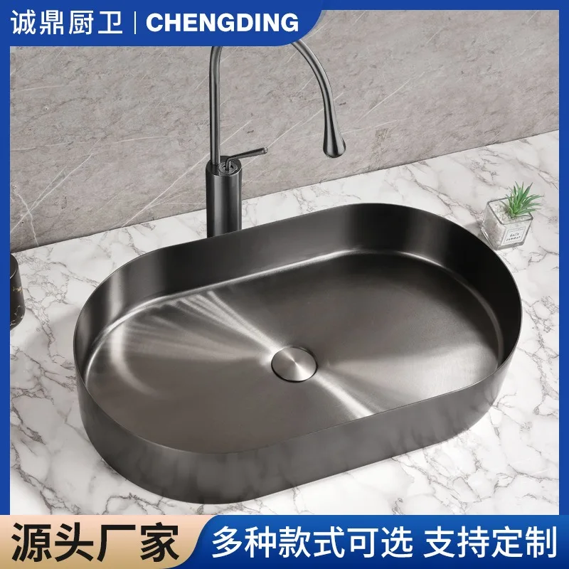 Oval Stainless Steel Basin Wholesale Bathroom Door Wash Basin Hotel Golden Table 304 Face Wash