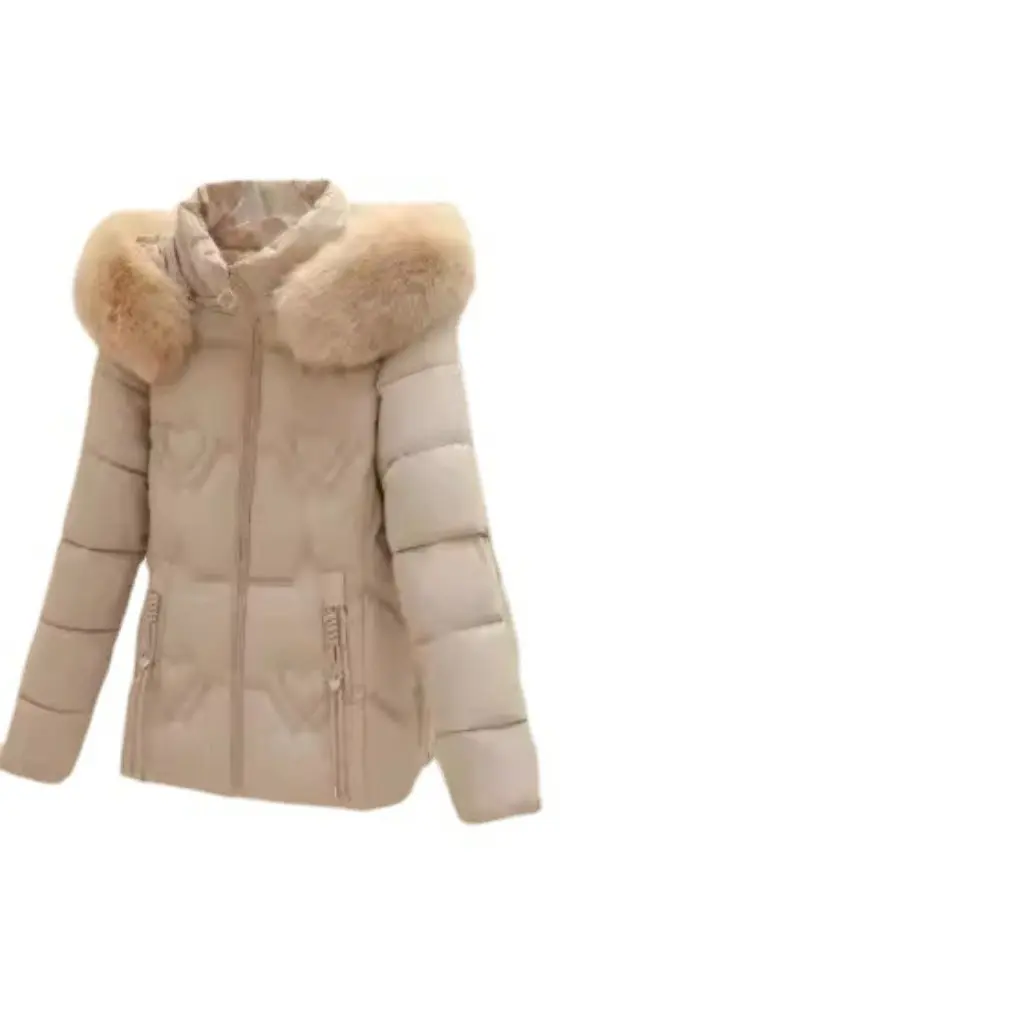 

Women's Cotton-Padded Coat New Style Slimming Close-Fitting Short Fur Collar Jacket Detachable Cap Korean Student Fashion