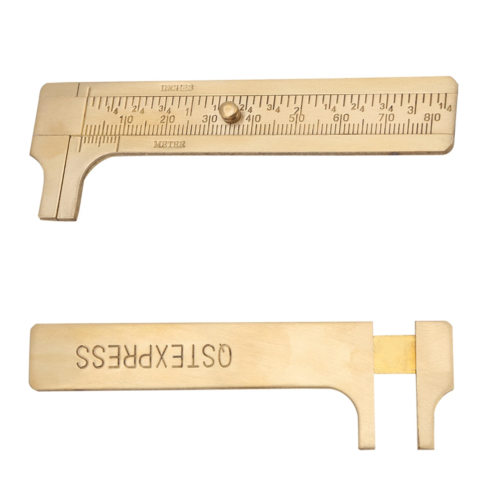 1pc Messing Glijdende Gauge Schuifmaat Liniaal Meetinstrument Dubbele Schalen Mm/inch (100mm)