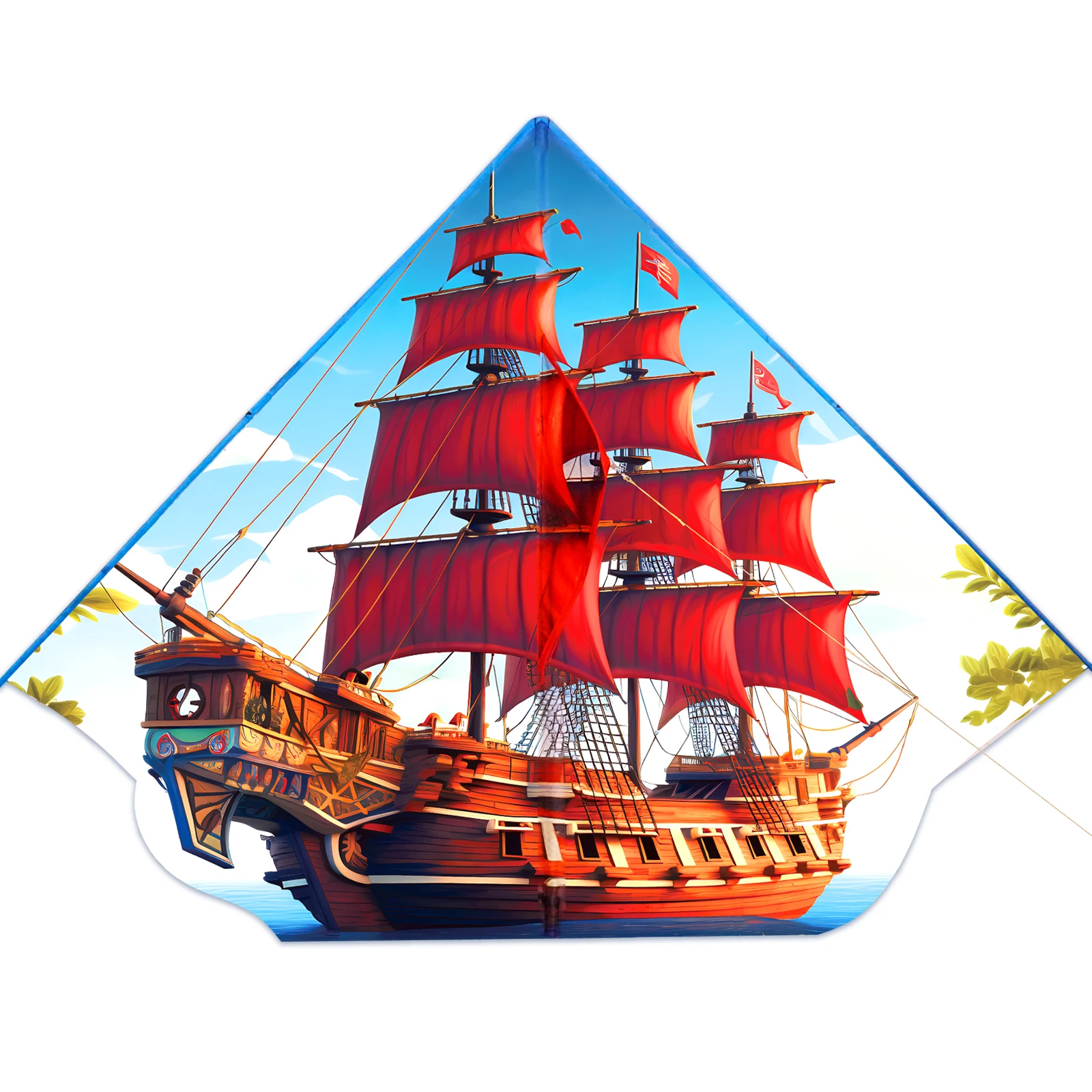 NEW Outdoor Fun Sports Red Sailboat  Kite With Handle And Line Good Flying Factory Direct Sales