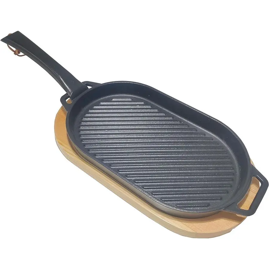 

Oval Cast Iron Frying Pan for Steaks and Vegetables Convenient, Novel and Stylish