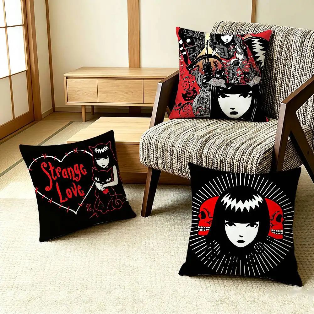 Gothic E-Emily the Strange   Pillow Case Pattern Printed Pillowcase For Living Room Sofa Cushion Cover