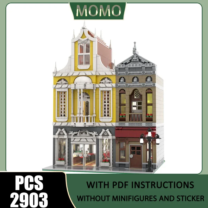 

Street View Moc Building Blocks Modular Bar and Apartment Model Technology Brick DIY Assembly Construction Holiday Toy Gifts