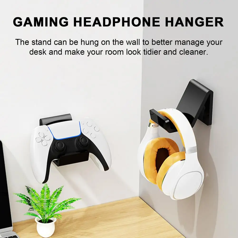 Headset Holder for Gaming Desk Gaming Headset Stand Heavy-duty Wall Mounted Gamepad Holder for Ps5 Switch Space-saving Storage