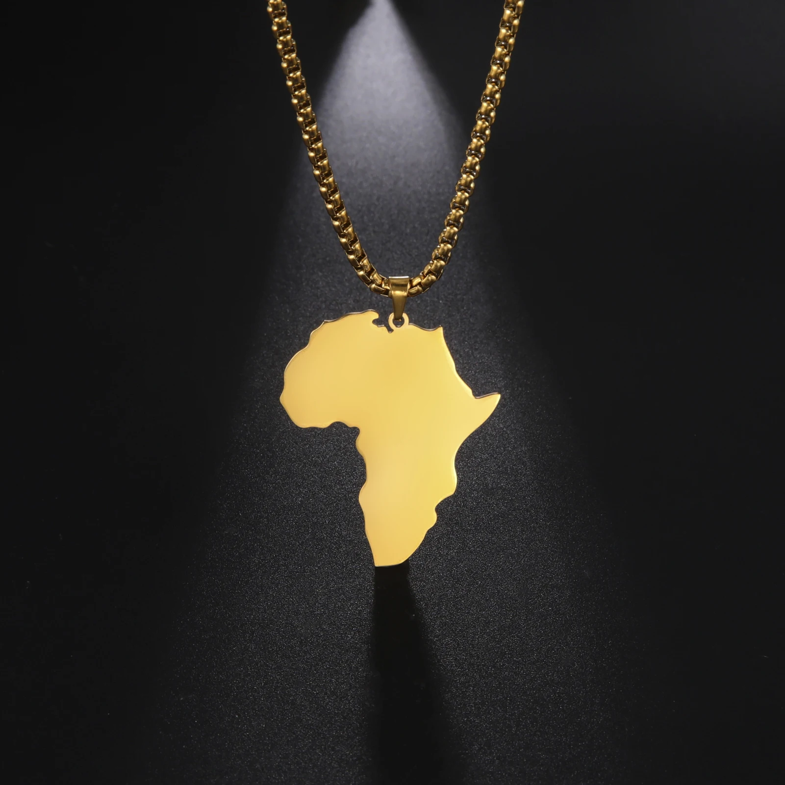 Collar con colgante de mapa de África para hombre y mujer, gargantilla de cadenas chapada en oro y plata, collar de acero inoxidable, Hip Hop