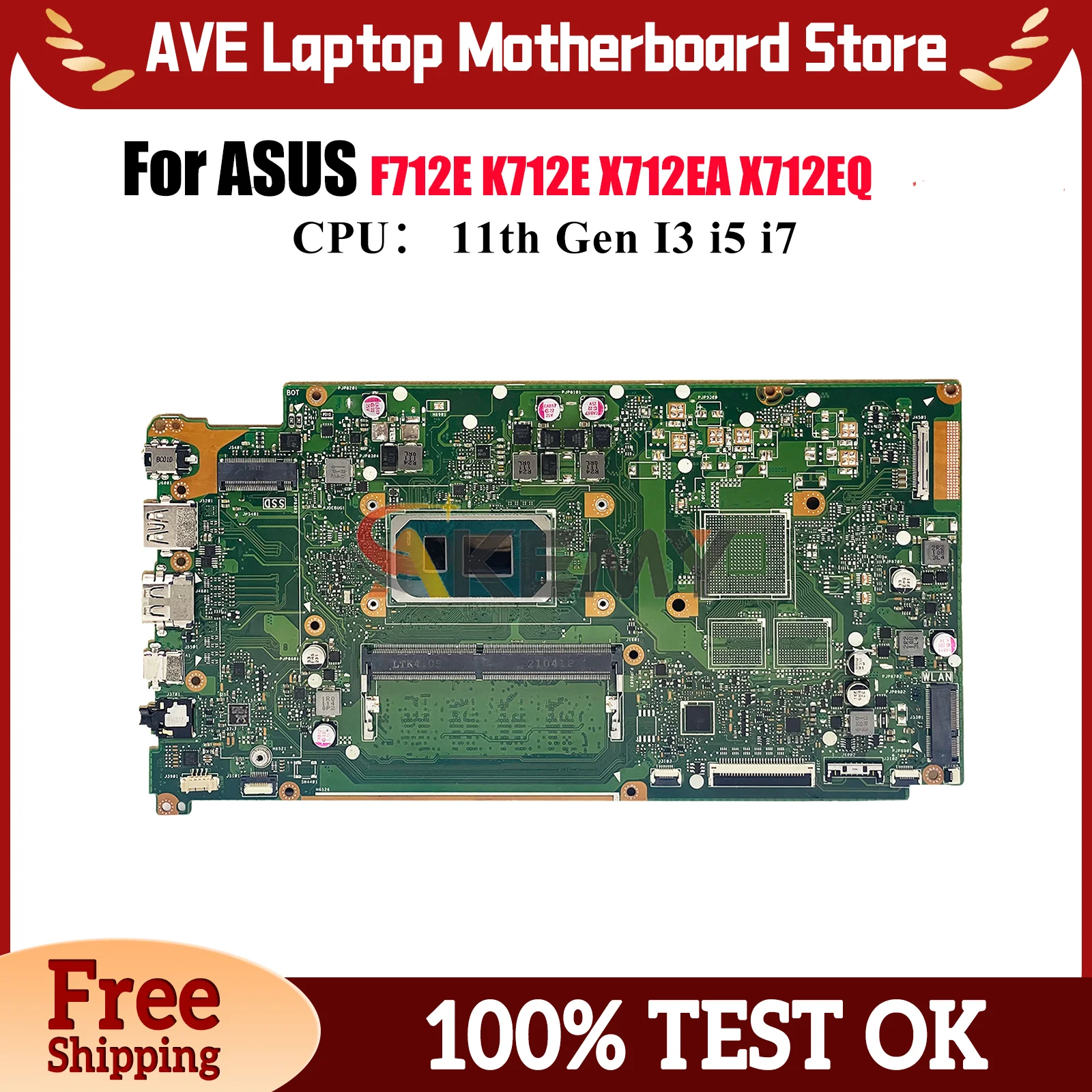 

X712EA Laptop Motherboard For ASUS VivoBook X712EA X712EQ X712E K712E F712E Mainboard With 11th Gen I3 i5 i7 100% tests OK stk