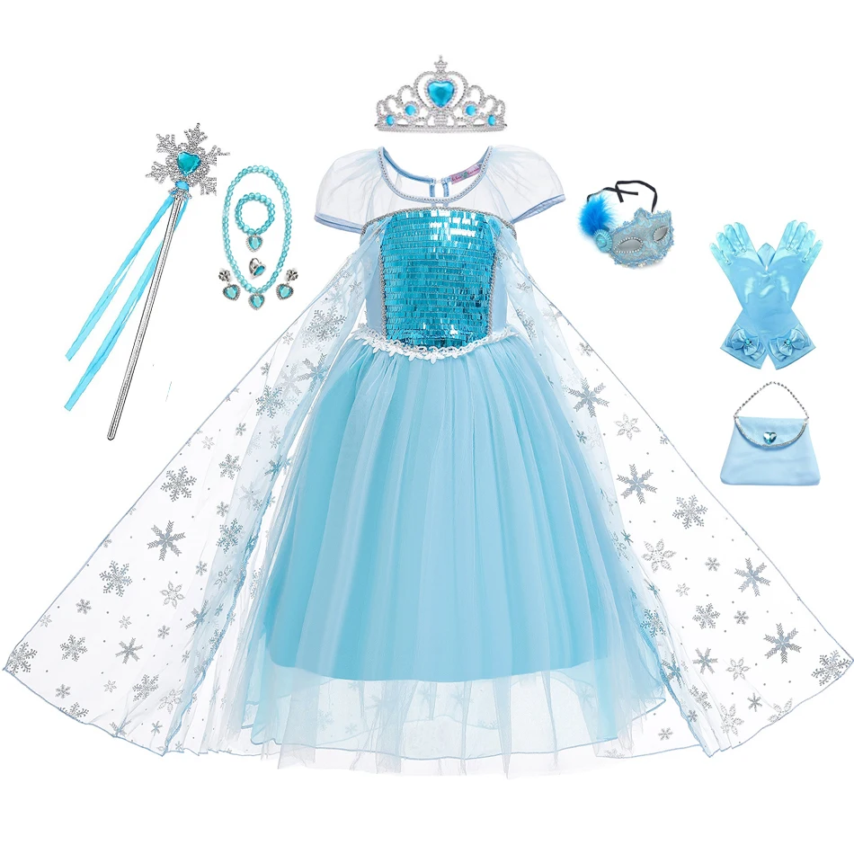 Princess Costume Girl Elsa Dress Kids 2 3 4 5 6 7 8 9 10 Years