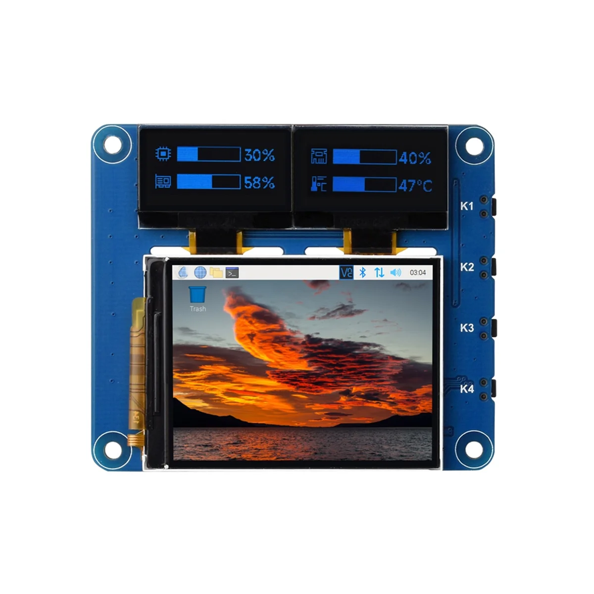 شاشة LCD 2 بوصة مع وحدة عرض OLED 0.96 بوصة طقم قبعات لـ RPi Zero 2 W 3 Model B 4 5 لوح تمديد