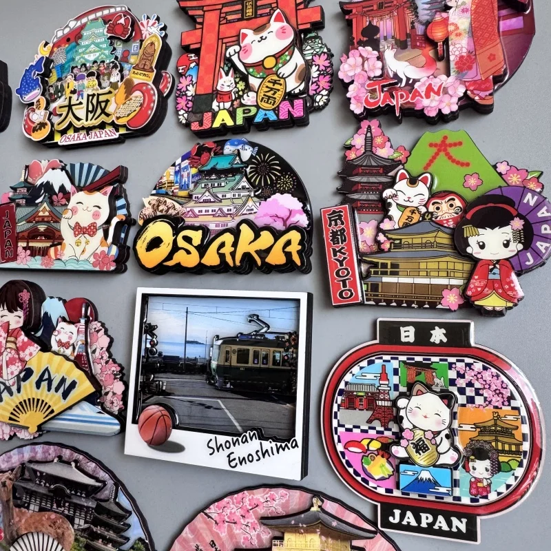 Wood fridge magnets Japan Osaka Kyoto Nara Kinkakuji Hokkaido