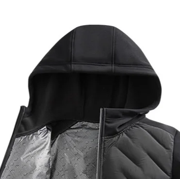 男性冬コート厚みのある防風長袖暖かい男性上着シンプルな無地パッチワークジッパーカジュアル男性ダウンジャケット