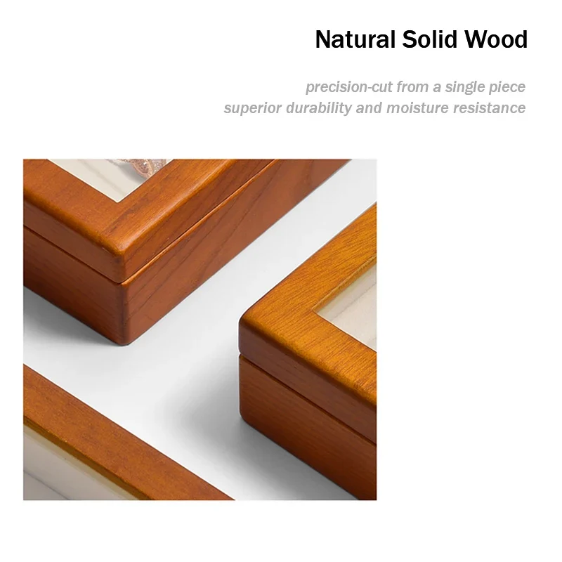 Oirlv Retro Wooden Jewelry Box Ring Necklace Bracelet Display Case Jewelry Case Transparent Jewelry Organizer Case For Women