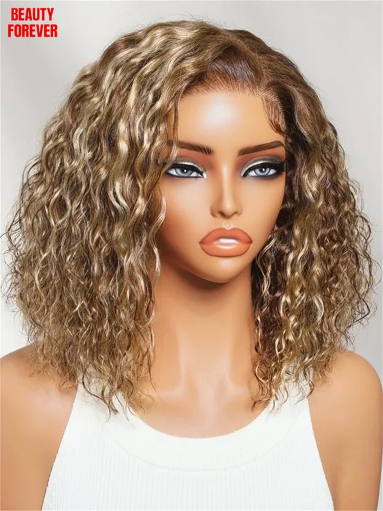 

Beautyforever Bye Bye Slip™ Human Hair Wig Caramel Brown with Honey Blonde Side Part Bob Glueless Wig Ready to Wear Density 180%