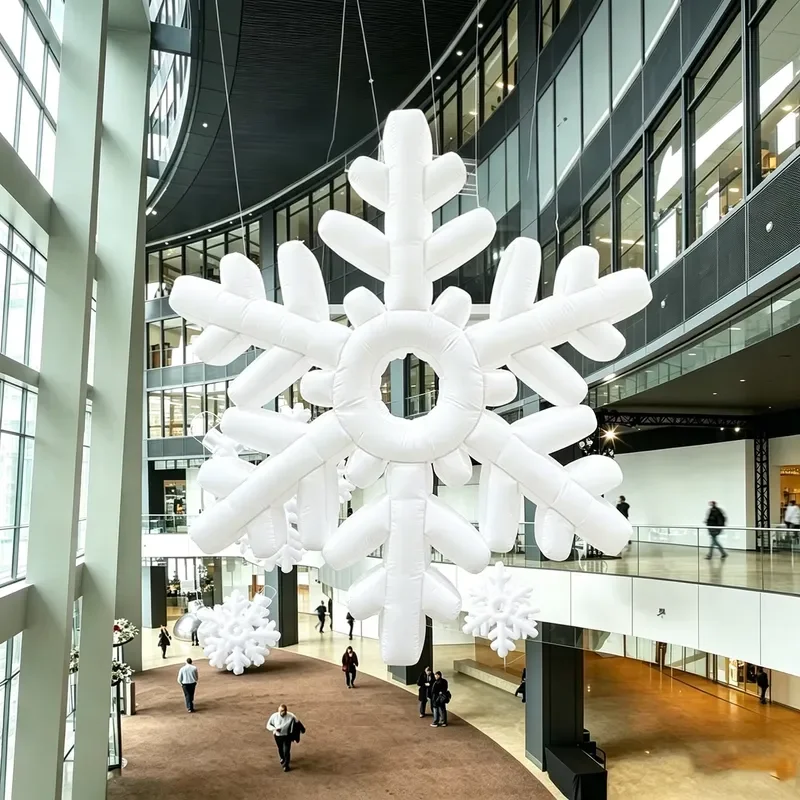 Waterproof Advertising Inflatable Snowflake Durable Oxford Cloth Lighted Inflatable Christmas Snowflake Balloon Decoration
