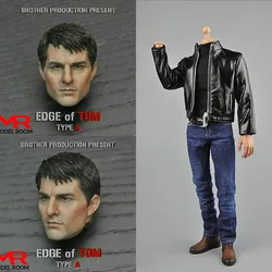 1/6 Scale Tom Cruise Head Sculpt Carved Agent Leather Suit Clothes Accessory Fit 12'' MX02 Male Soldier Action Figure Body Dolls