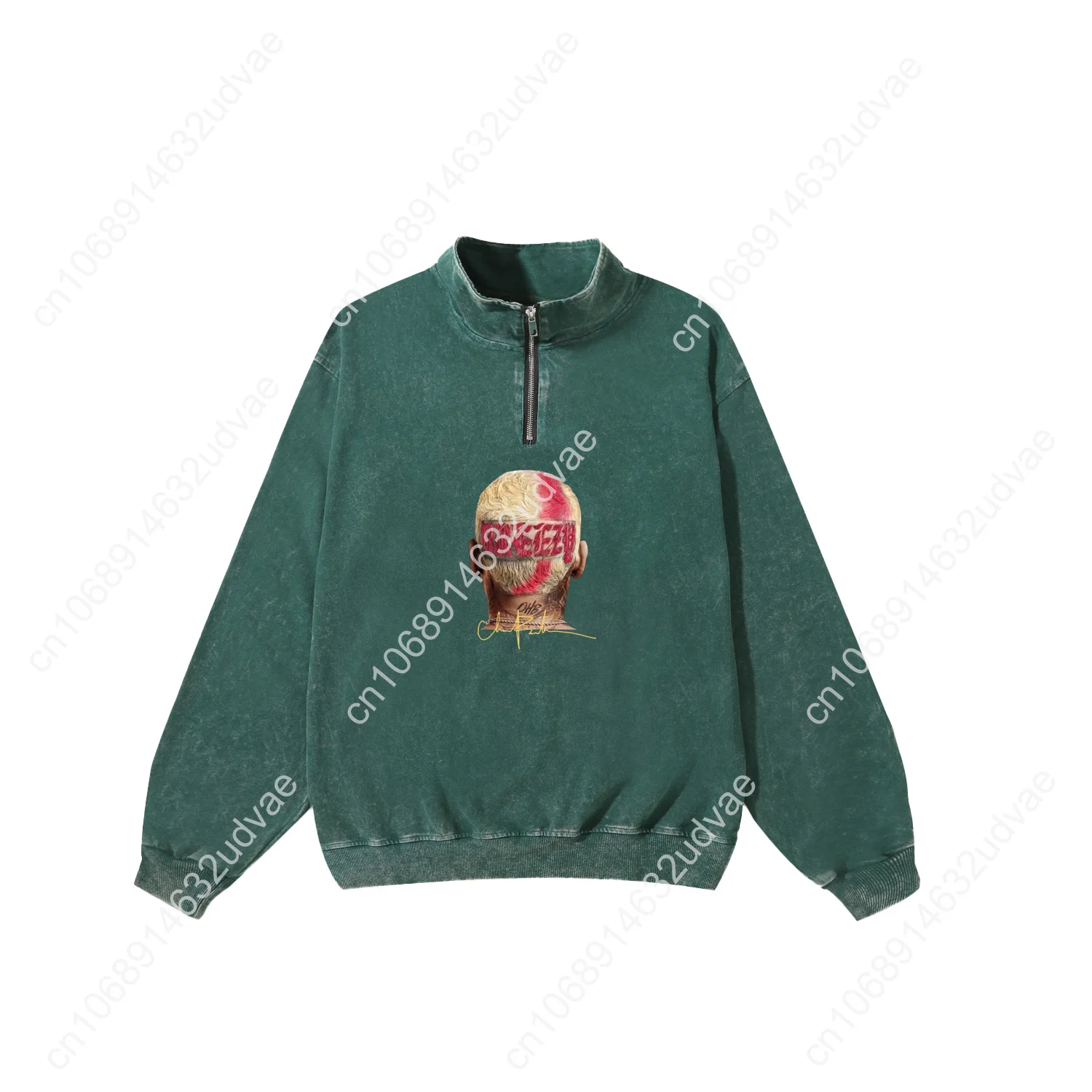 كريس براون ريترو البلوز رجل امرأة مراهق خمر البلوز نصف سستة قميص العرق صور مخصص قميص طويل الأكمام