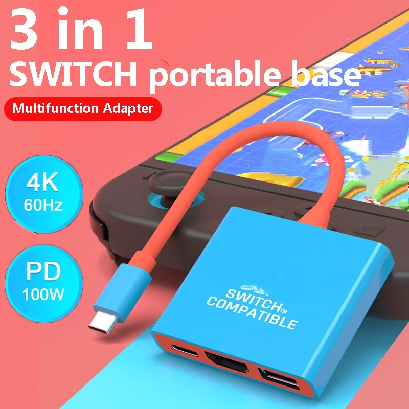

Switch2 Portable Docking Station 3 In1 NS2 Mini Dock Type-C To HDMI-compatible USB 3.0 Hub for Projection 4K60HZ Video Converter