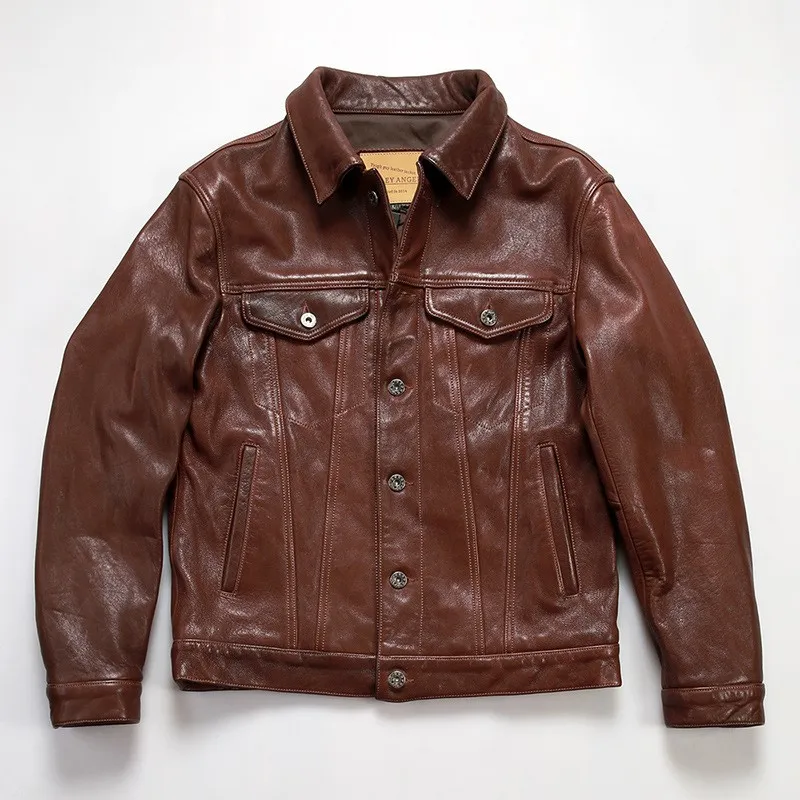 Men's casual leather with heavy washed pleated top layer vegetable-tanned mountain