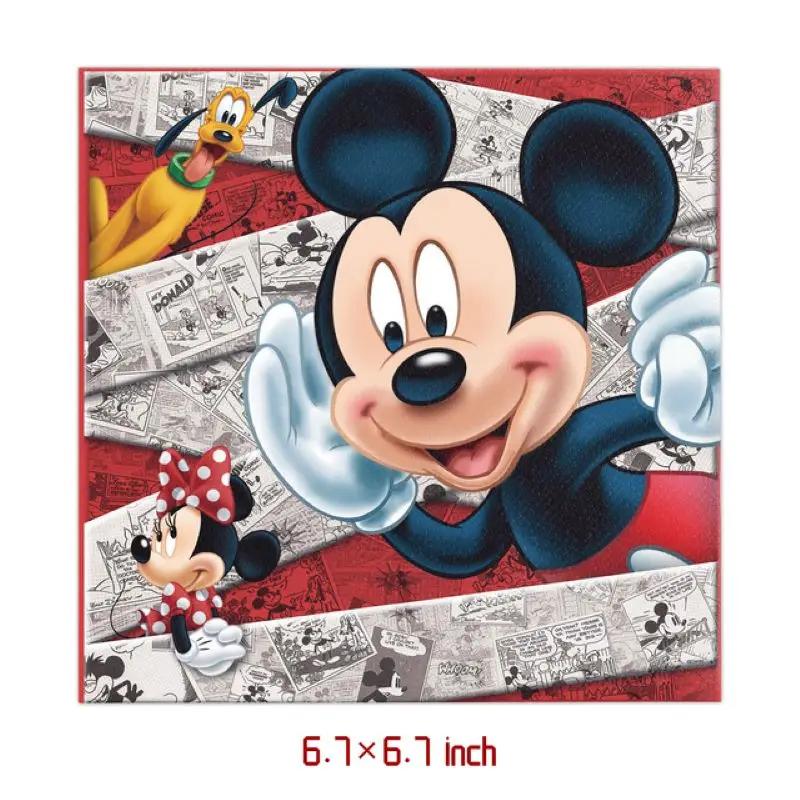 Suministros de fiesta de Mickey Mouse para niños, decoraciones de fiesta de cumpleaños, juego de vajilla, plato de papel, servilleta, Pancarta,