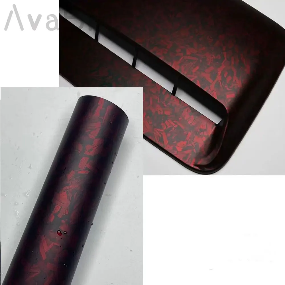 

PET Matte Red Forged Carbon Film Vinyl High Quality Car Wrap Protective Sticker With Air Release Vehicle Exterior Cover Stickers