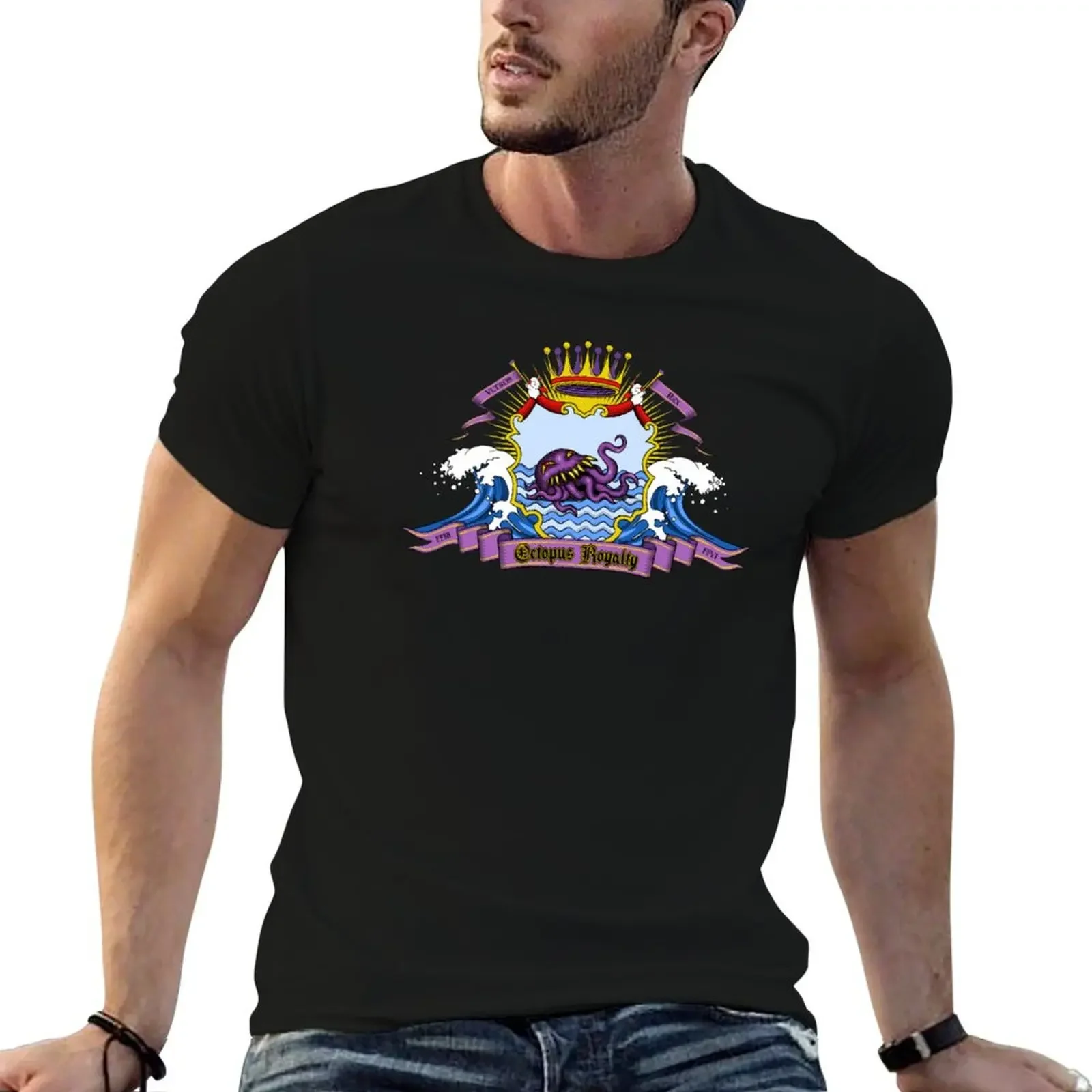 Octopus Royalty Heraldic Emblem T-Shirt valentines clothes aesthetic clothes plus size clothes mens fashion