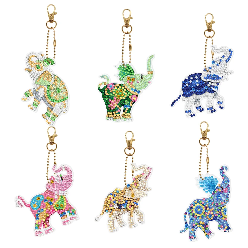 New elephant butterfly Keychain DIY Diamond painting Pendant inlaid Embroidery Kit Backpack Pendant keyring gift