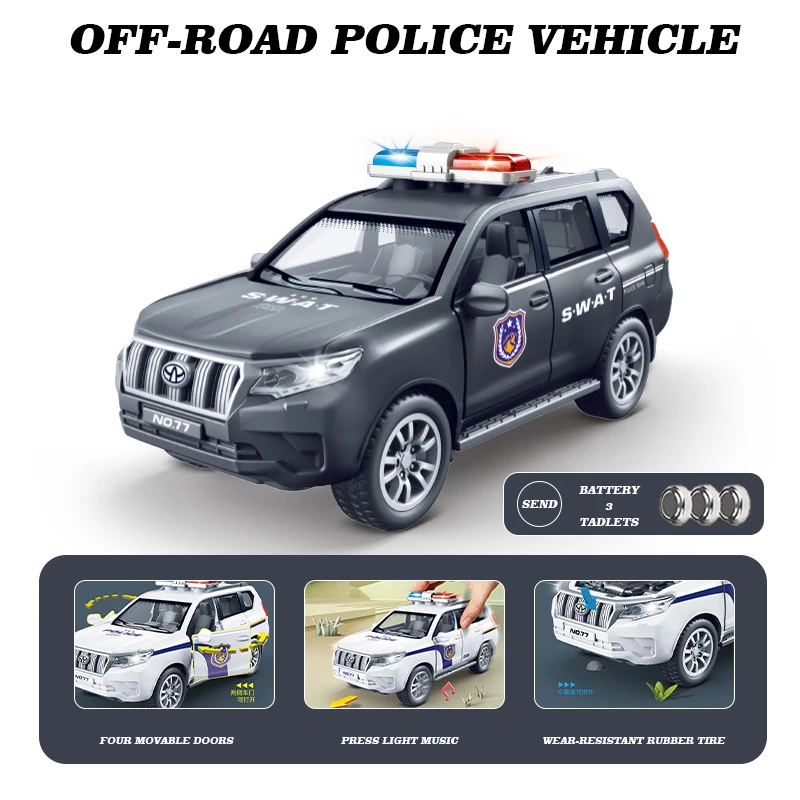 1:32 Scale Models Toys Police Cars Alloy Door Opened Miniature Vehicles Pull Back Car Toy Children's Day Gifts