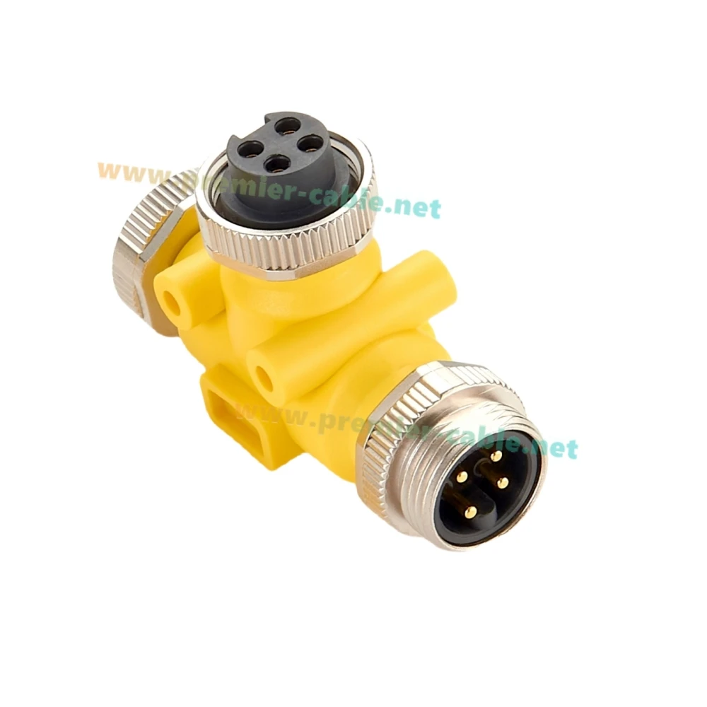 Mini-Change 7/8" Industrial Circular Connector 4 Pin Male to Female Tee Splitter T Distributor Mini-Fast Backbone Trunk Adapter