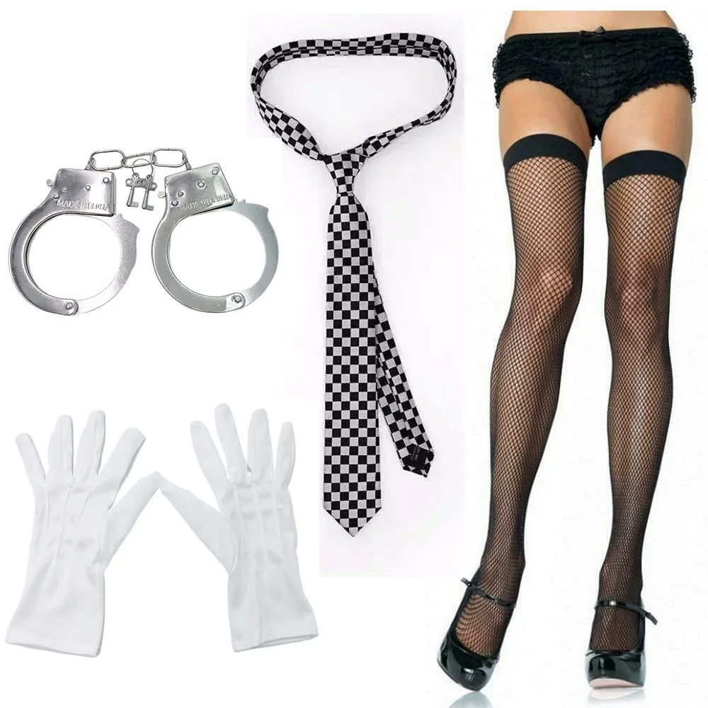 5 szt. Policyjne kajdanki, krótkofalówka, odznaka, zestaw rekwizytów, akcesoria do kostiumu policyjnego na imprezę świąteczną, cosplay
