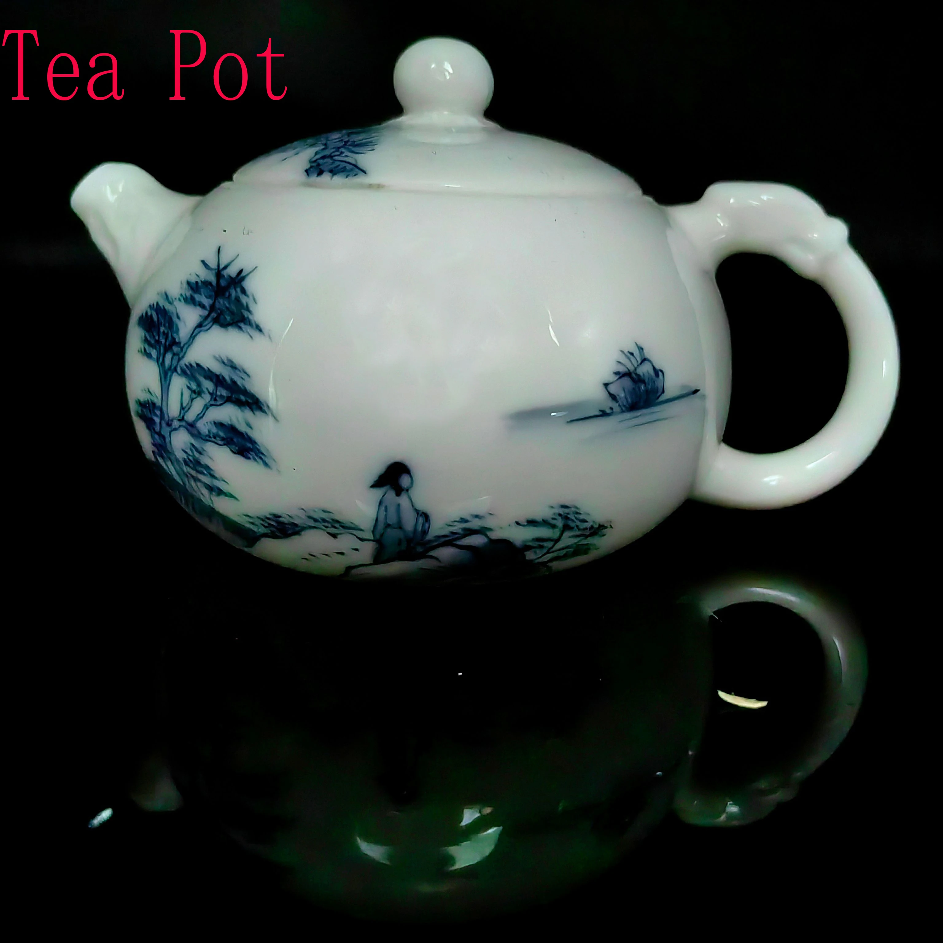 Chinese Jingdezhen Porcelain Vintage Teapot with Strainer, Green Te Guan Yin Oolong Flower, Dahongpao Jasmine Tea, Accessories