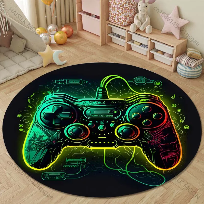 Tapetes Redondos de Vários Estilos para Controle de Videogame, para Sala de Estar, Quarto, Tapetes de Chão para Quarto Infantil, Carpete Doméstico, Sala de Jogos, Decoração de Casa