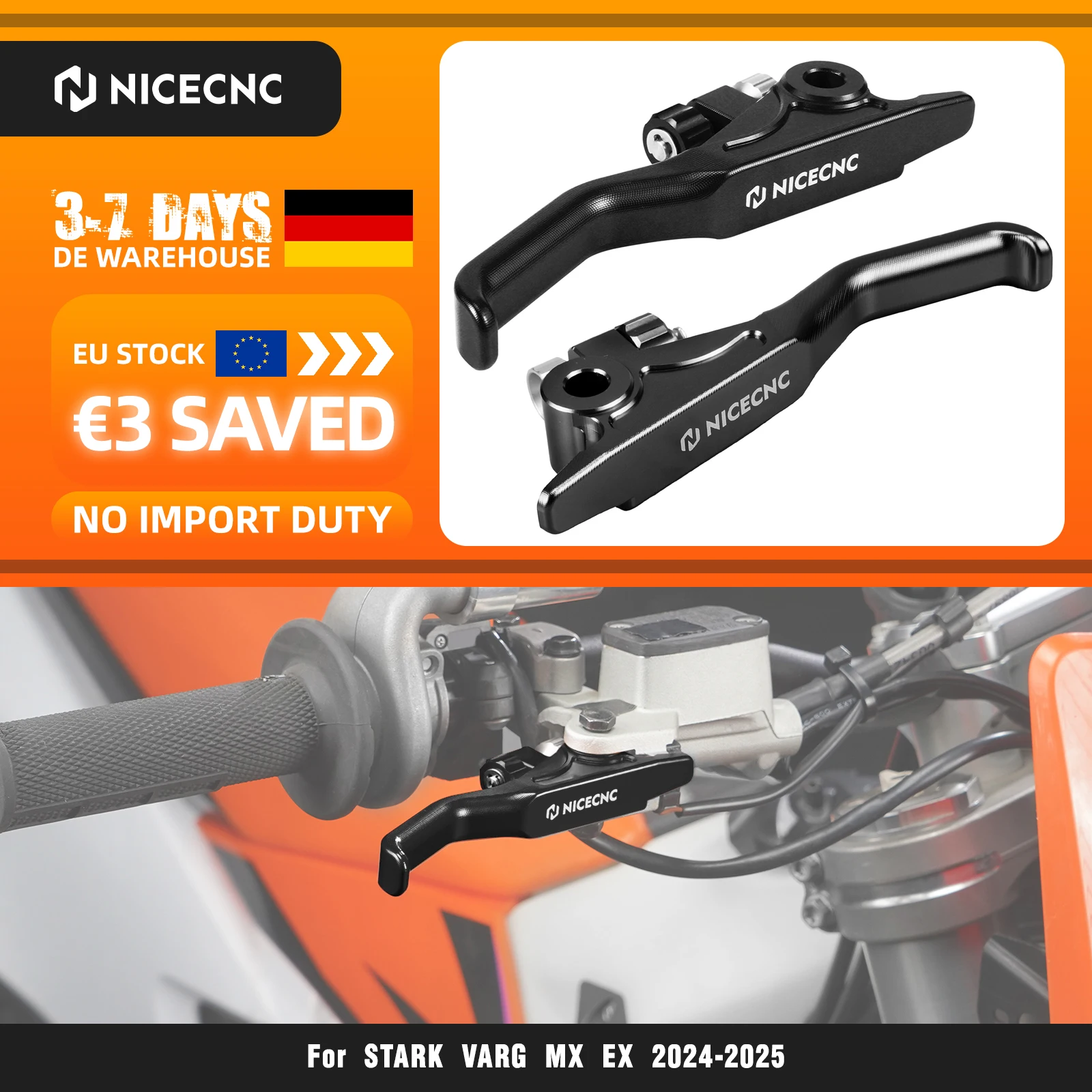 Image of (EU-Lager) Für Stark Varg EX Stark Varg MX 2024 2025 2026 Elektro-Dirtbike Linker Rechter Kurzer Bremshebel aus Aluminium