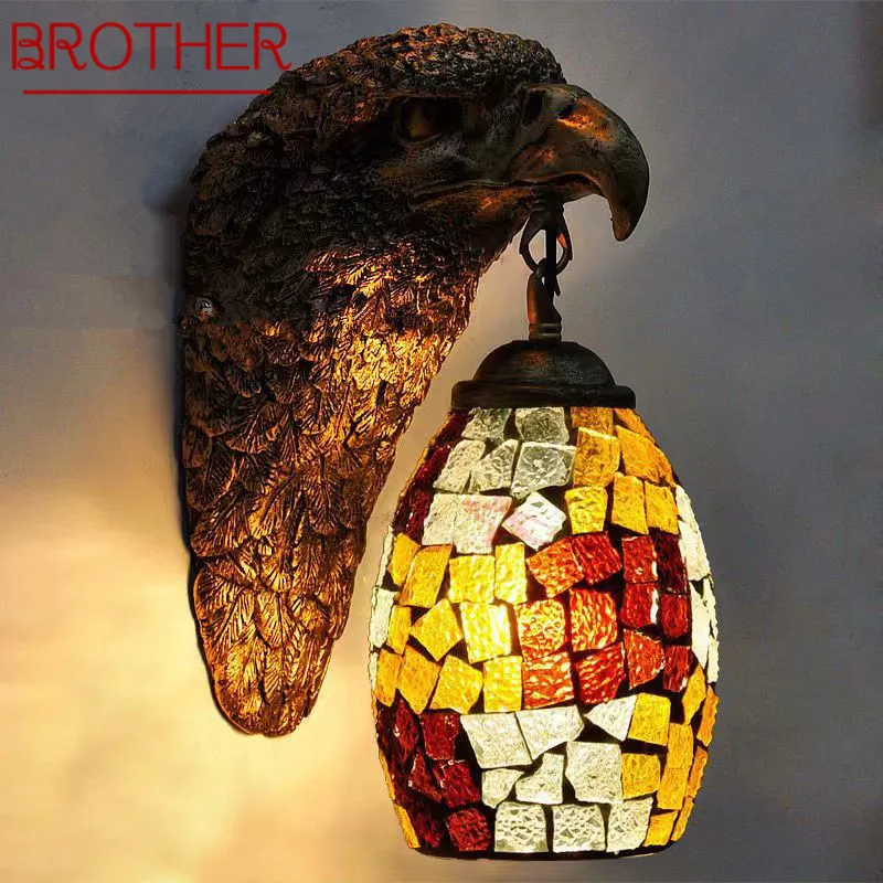 

BROTHER Contemporary Eagle Wall Lamp Personalized And Creative Living Room Bedroom Hallway Bar Decoration Light