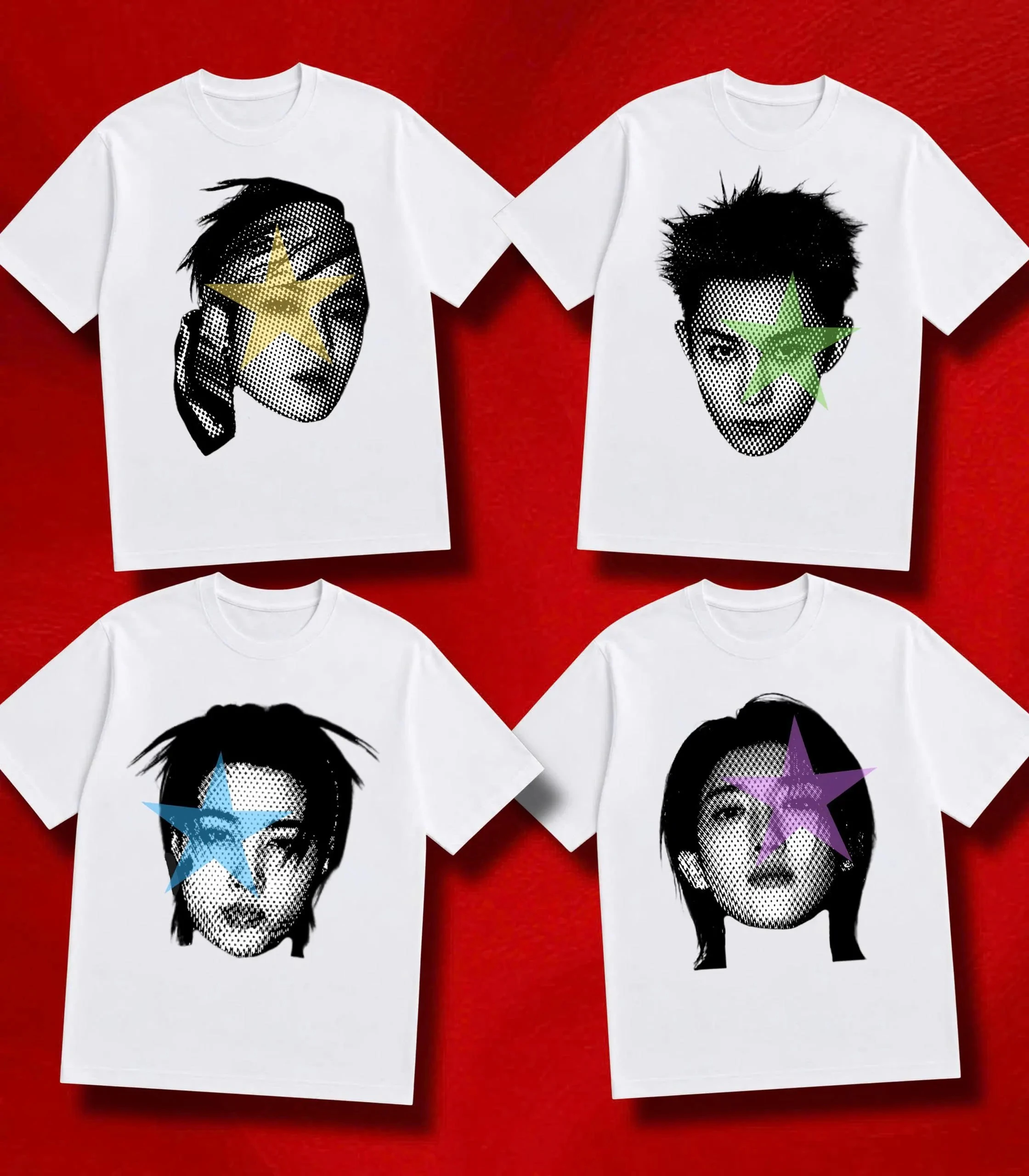LNGSHOT Big Head Graphic Tee OHYUL RYUL WOOJIN LOUIS Idol Shirt Concert Tee Fan Gift Summer Men's Women's Beach T-shirts Top