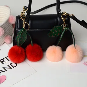 新しいカワウソのウサギヘアチェリーマルチカラーカーキーチェーンペンダントかわいいポンポム人形バッグバッグ女性のための吊り下げキーチェーンギフト 8ベストセールスオッターキーチェーン-1