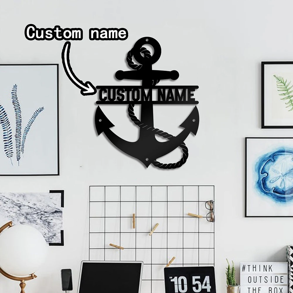 1PC Custom Name Anker Thema Eisen Handwerk Metall Wand Zeichen Für Wohnkultur Für Schlafzimmer Dekor Für Garten decor Für Bar plaque
