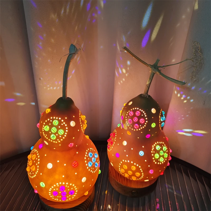 Arts and Craft Handmade Calabash/Guard Datura Colorful LED Night Light Rechargeable Indoor Bedroom Decorative Lamp Luxury Gift