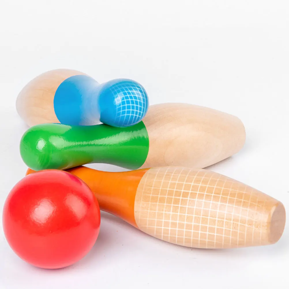 

1 set Wooden Bowling Toy Set 10 Pins Kids Indoor Fun Child Educational Game Toys for Toddlers Safe Eco Friendly Play