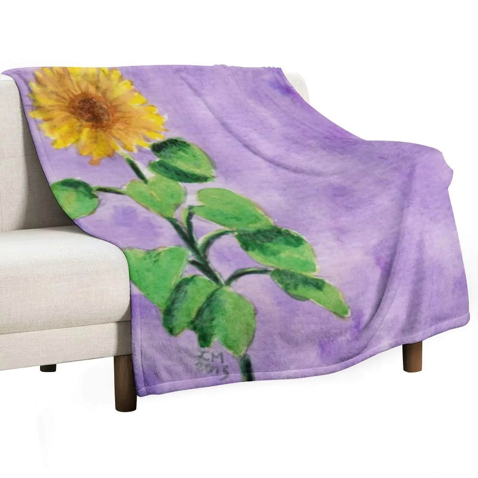 

Sunflower - sun - on purple background Throw Blanket Giant Sofa Sleeping Bag Luxury Blankets