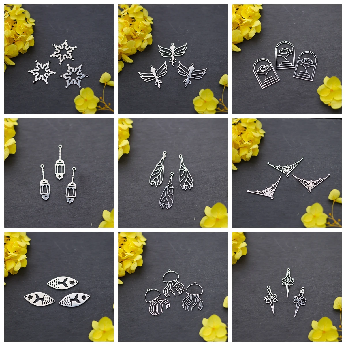 3 stücke Schwert Phoenix Edelstahl Anhänger Spinne Web Vogel Fischschwanz Charms Schmuck Machen Für DIY Halskette Ohrringe Zubehör